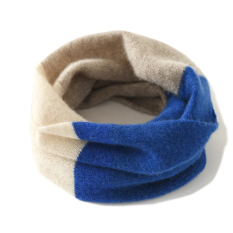 100% Cashmere Neck Warmer Scarf Pullover Color Matching Neck Gaiter for Women