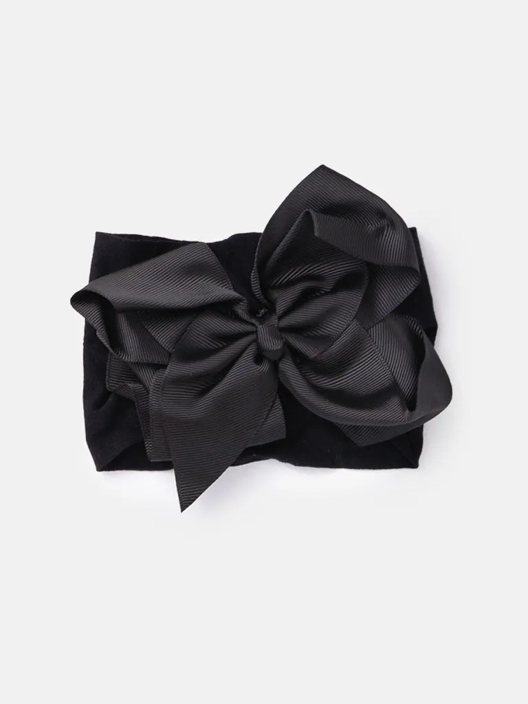 Baby Girl Big Satin Bow Hairband - Warm Tones