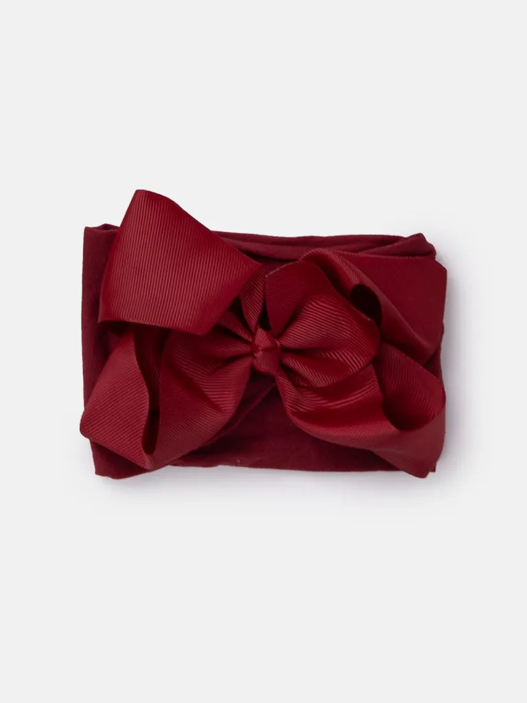 Baby Girl Big Satin Bow Hairband - Warm Tones