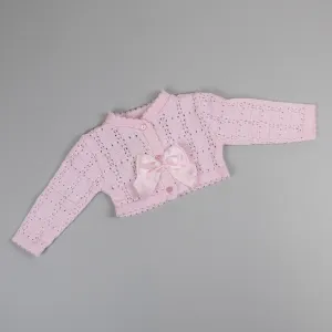 Baby Girls Pink Bolero Cardigan with Bow