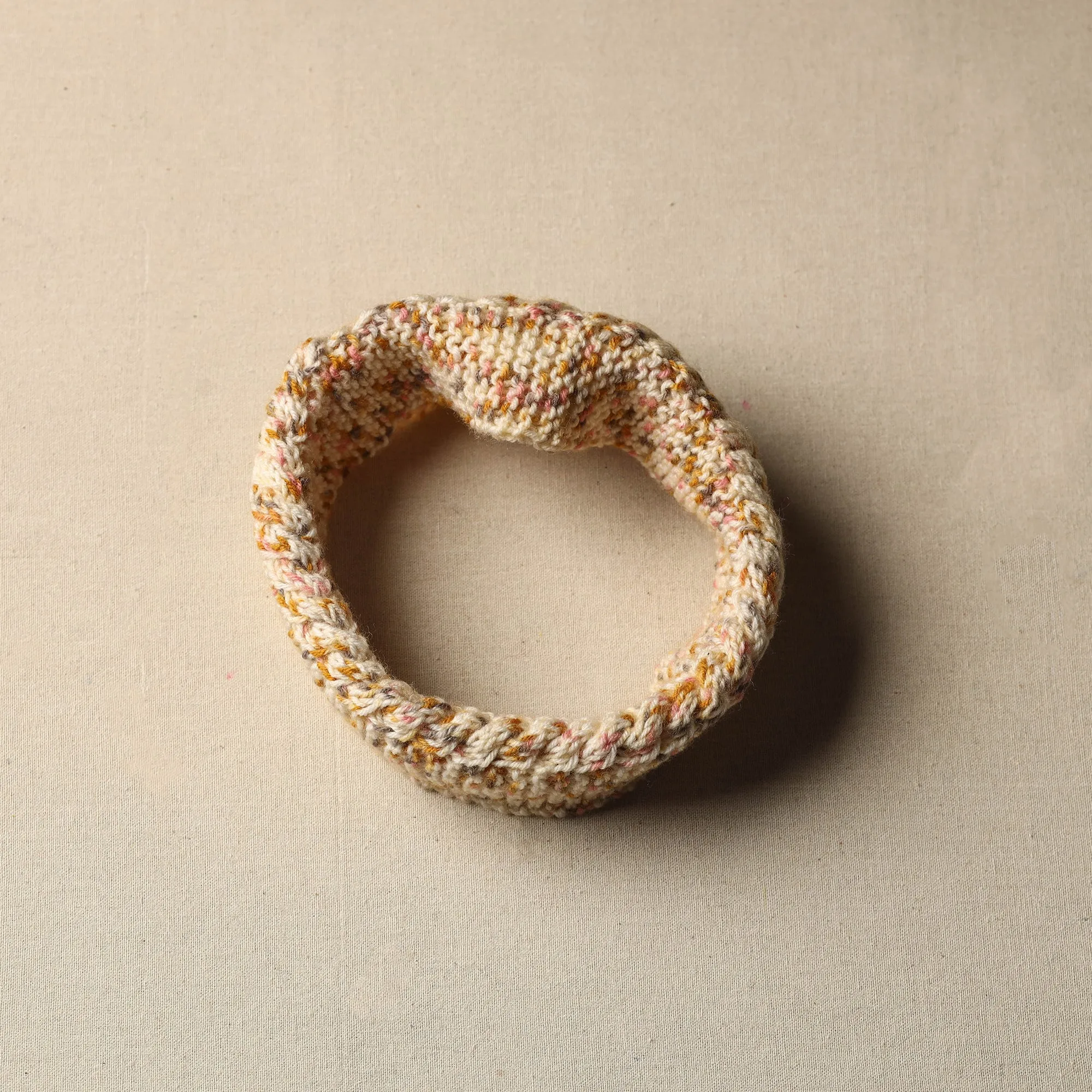 Beige - Kumaun Hand Knitted Woolen Warm Headband 21