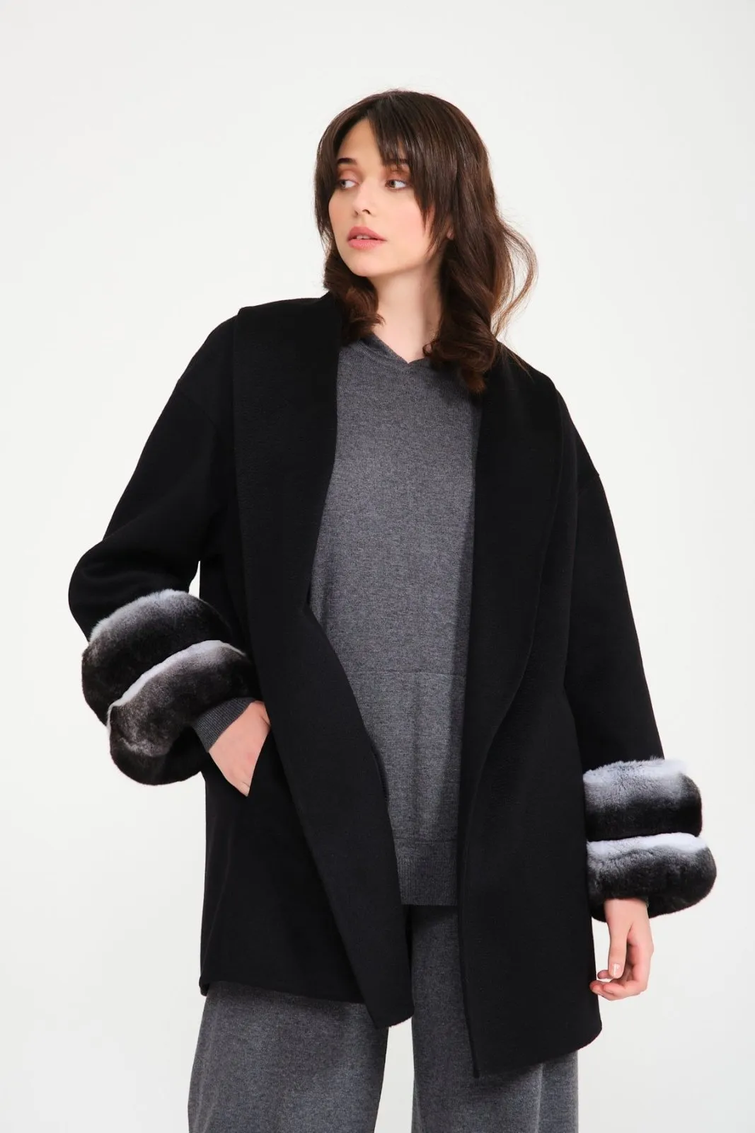 Black Chinchilla Cashmere Coat