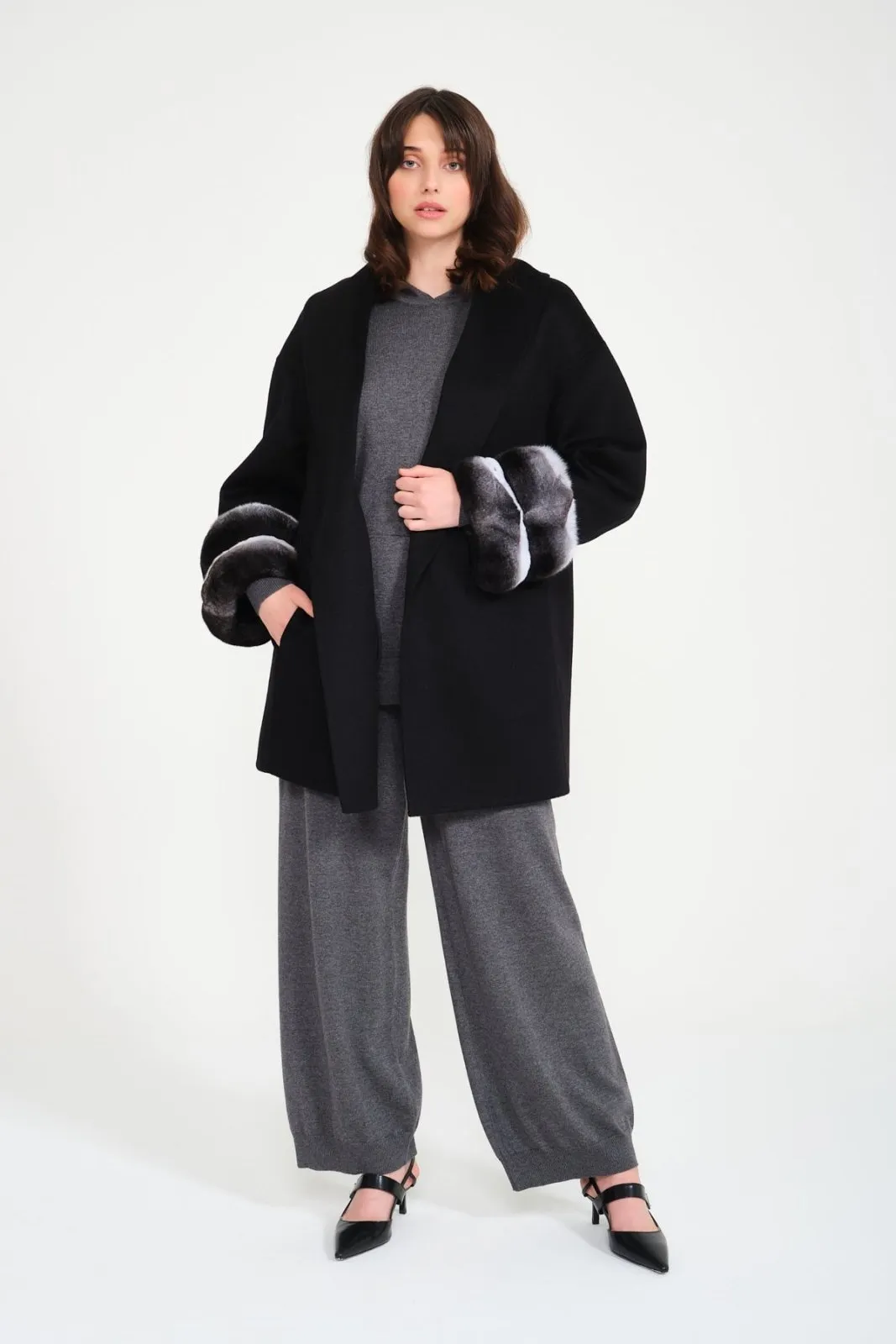 Black Chinchilla Cashmere Coat