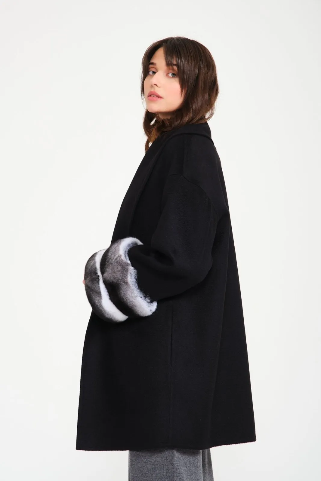 Black Chinchilla Cashmere Coat