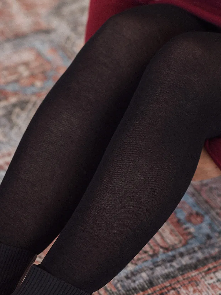 Black Lyocell 80D warm tights