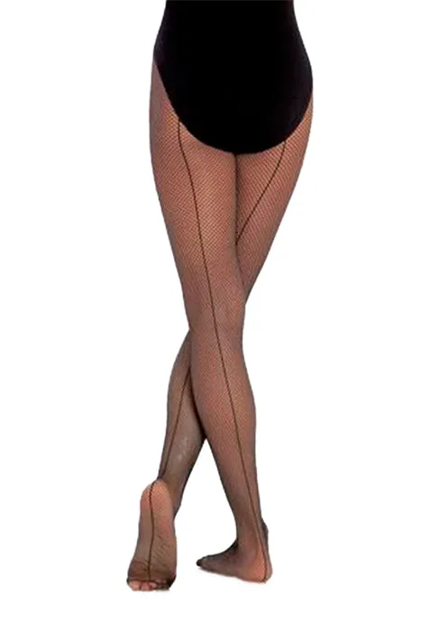 BODY WRAPPERS C62 GIRLS TOTAL STRETCH BACK SEAM REGULAR FISHNET FOOTED TIGHTS