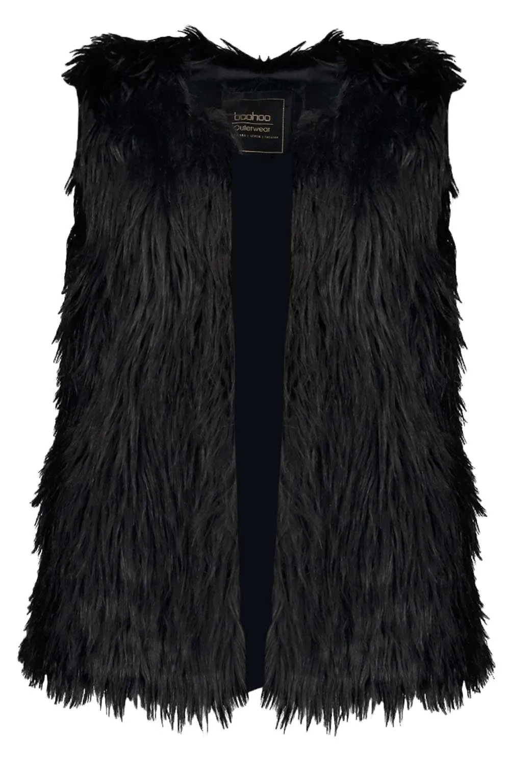 Boohoo faux fur vest, black