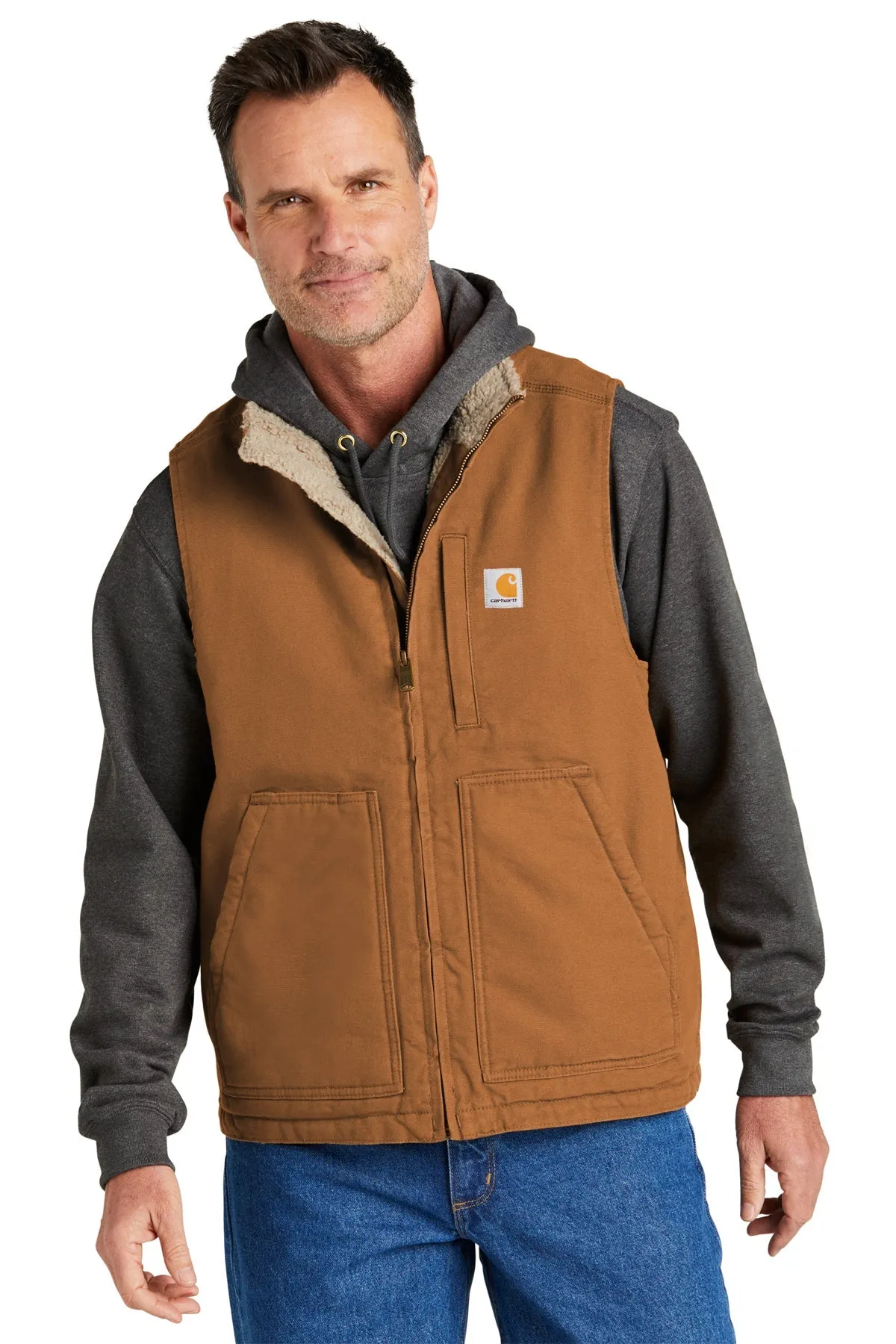 Carhartt Sherpa-Lined Customized Vests, Carhartt Brown