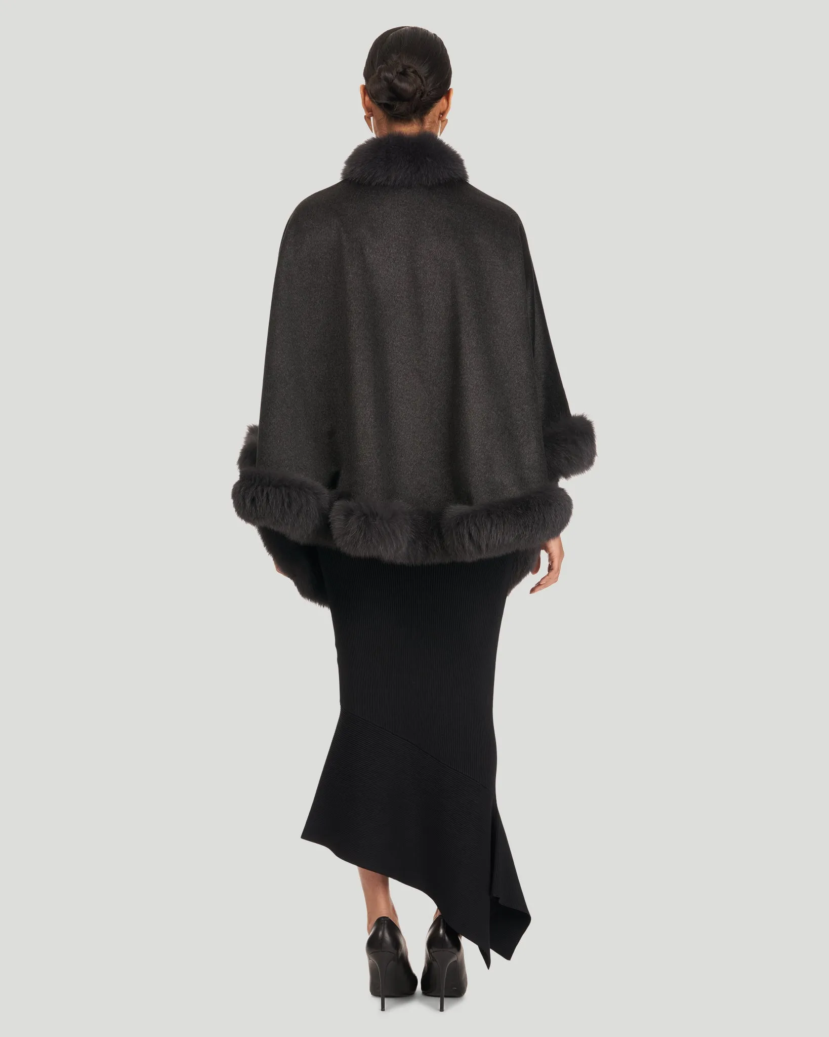 Cashmere Caplet with Fox Trim