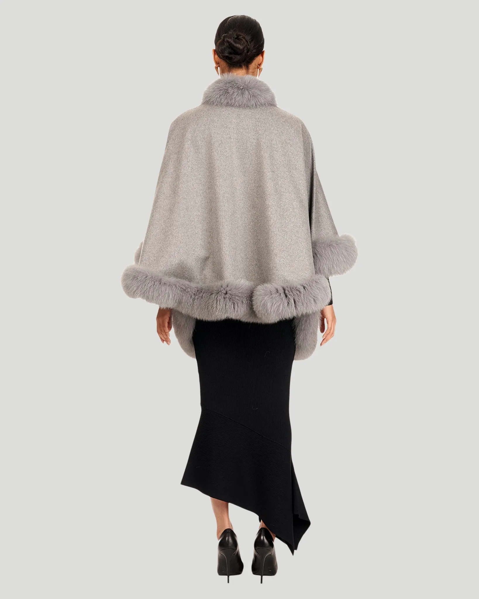 Cashmere Caplet with Fox Trim