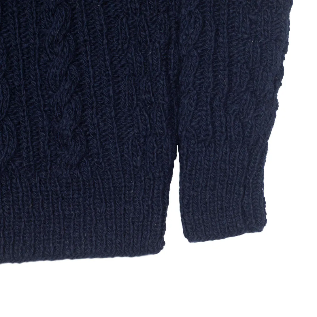 Chamula handknit fisherman pullover in dark navy merino wool (restock)