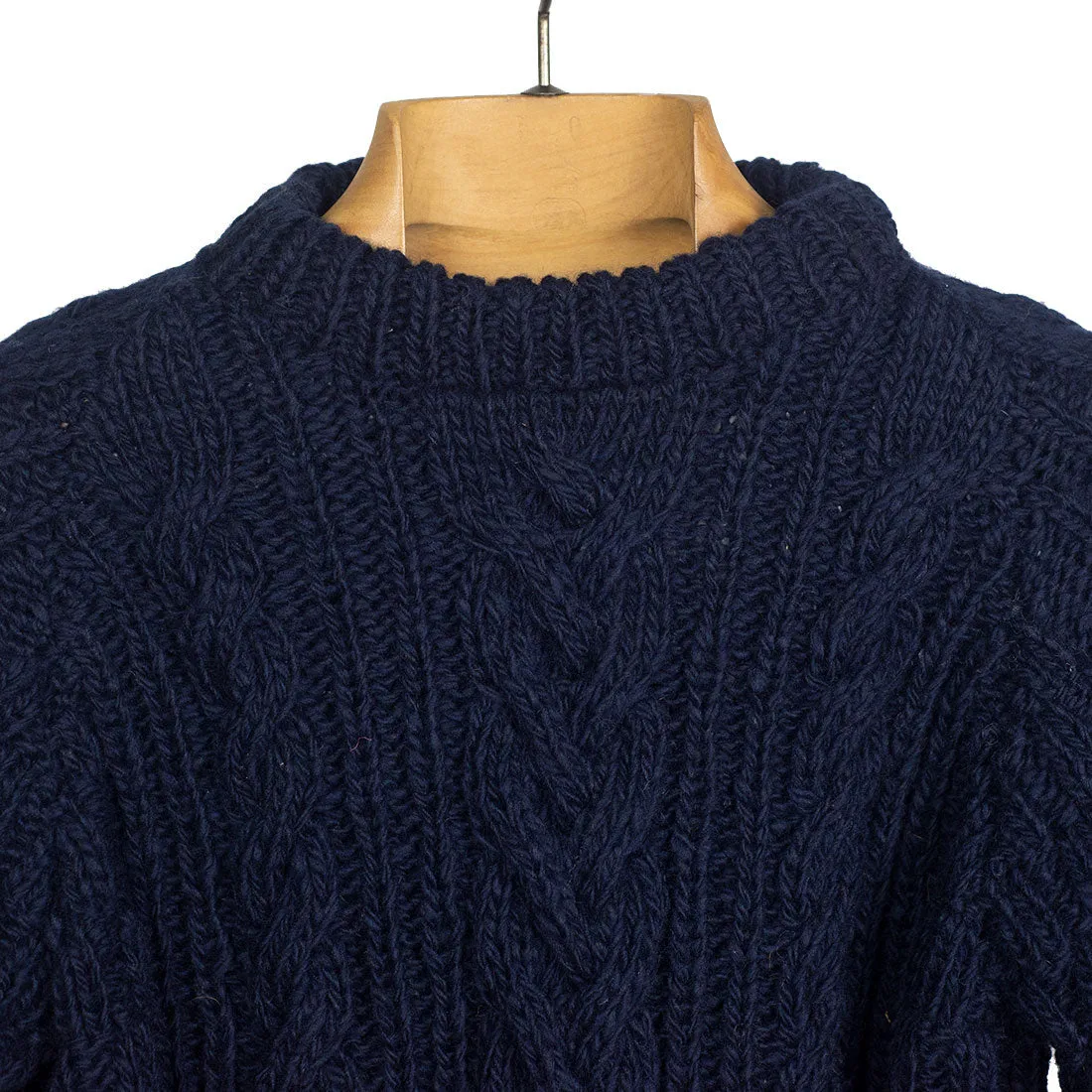 Chamula handknit fisherman pullover in dark navy merino wool (restock)