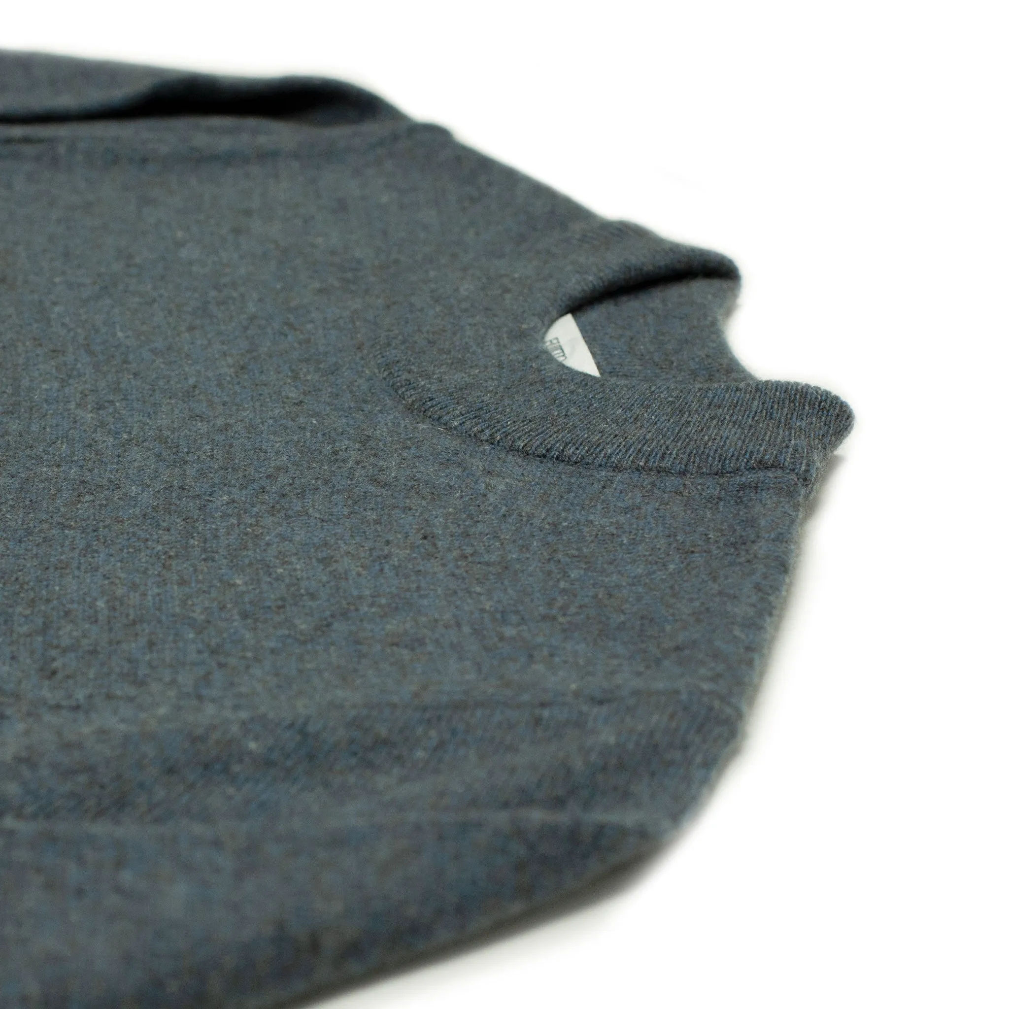 Crewneck sweater in blue melange cashmere