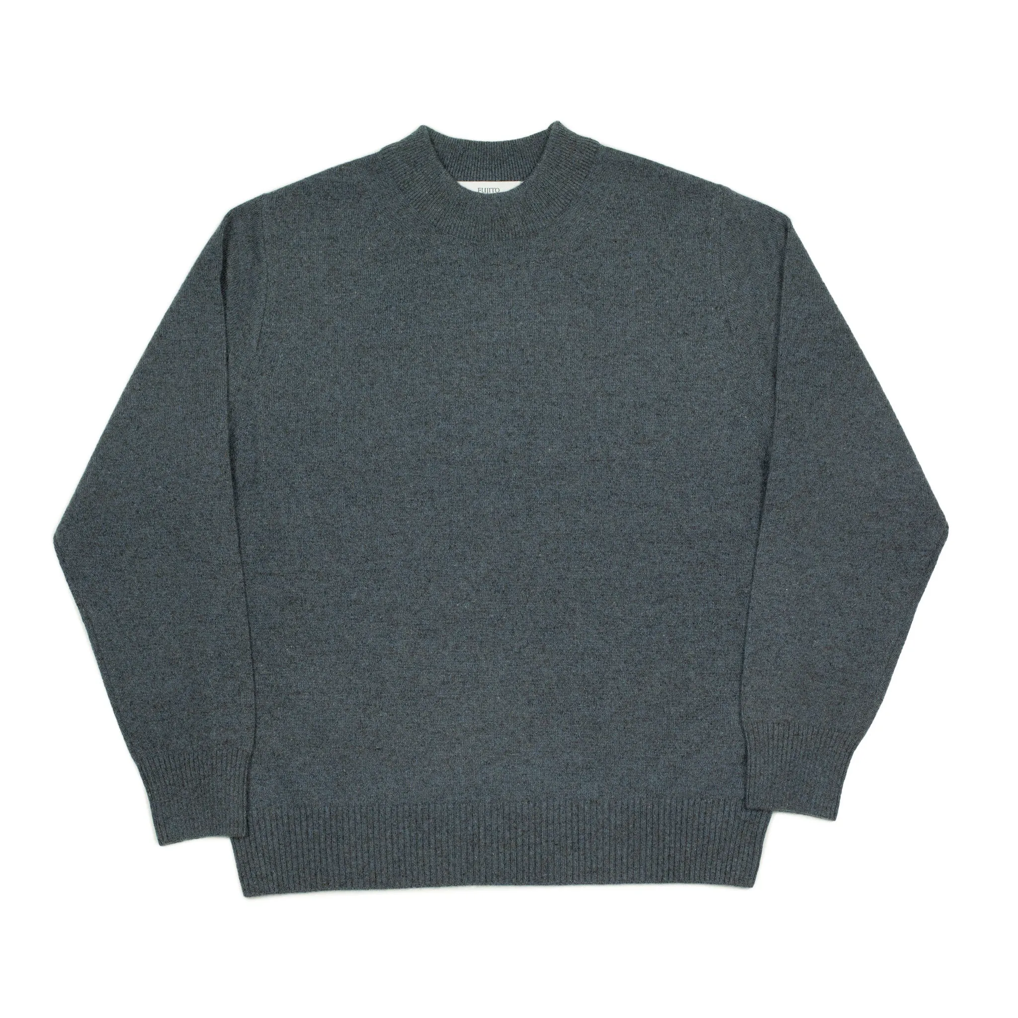 Crewneck sweater in blue melange cashmere