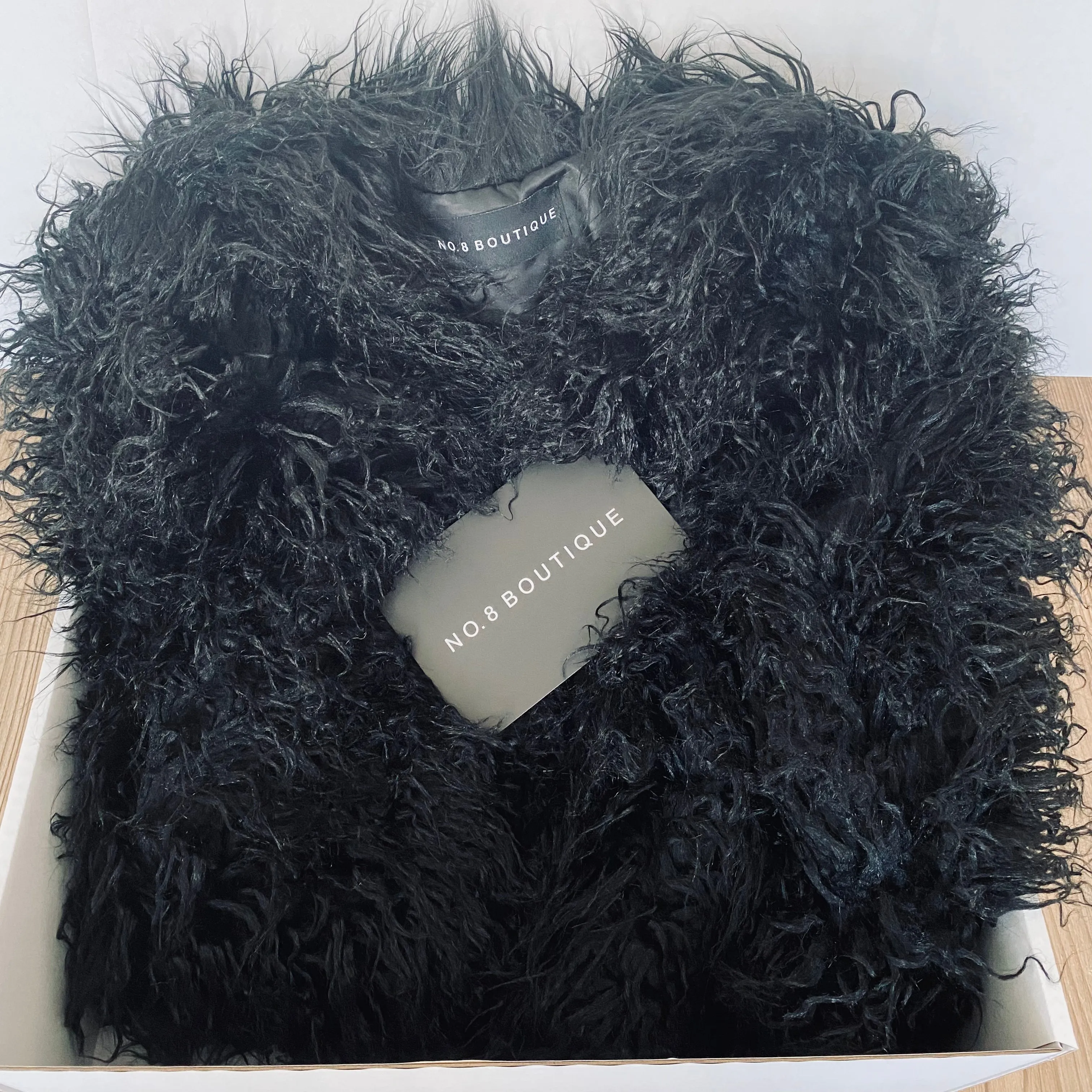 Cropped Shaggy Mongolian Faux Fur Jacket