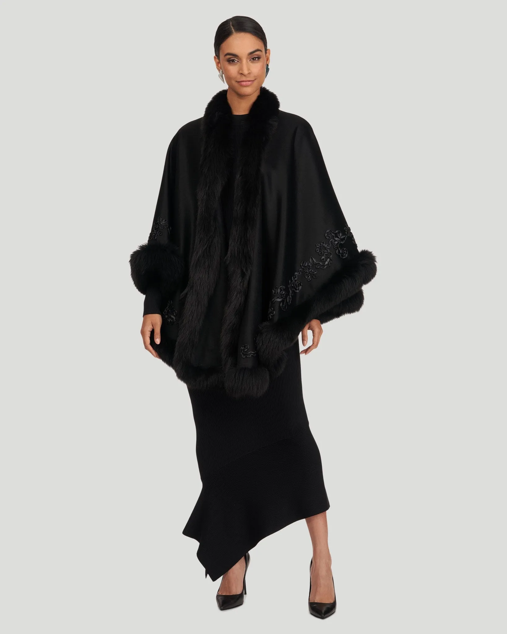 Embroidered Wool and Cashmere Cape