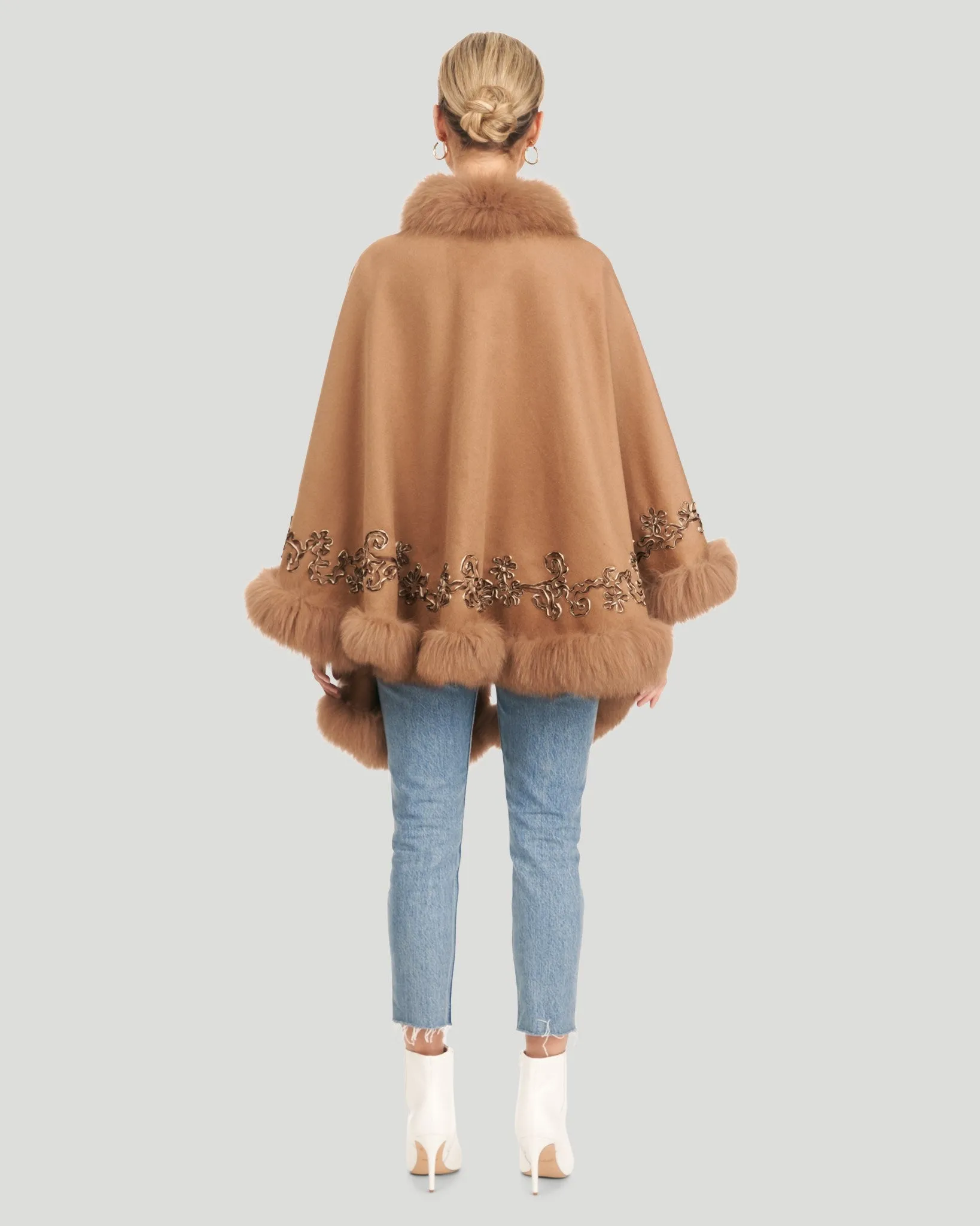 Embroidered Wool and Cashmere Cape