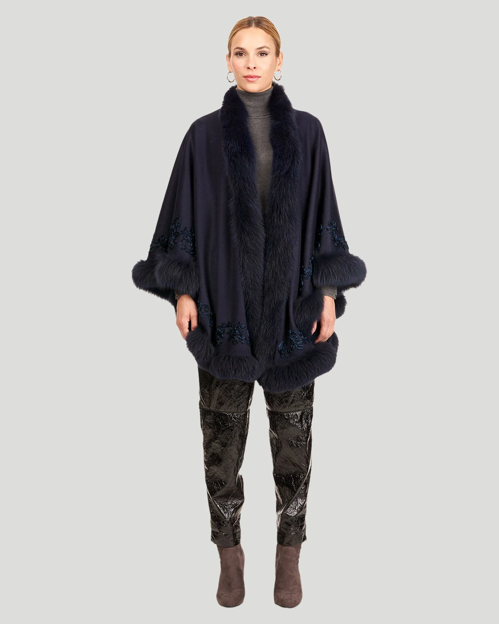 Embroidered Wool and Cashmere Cape