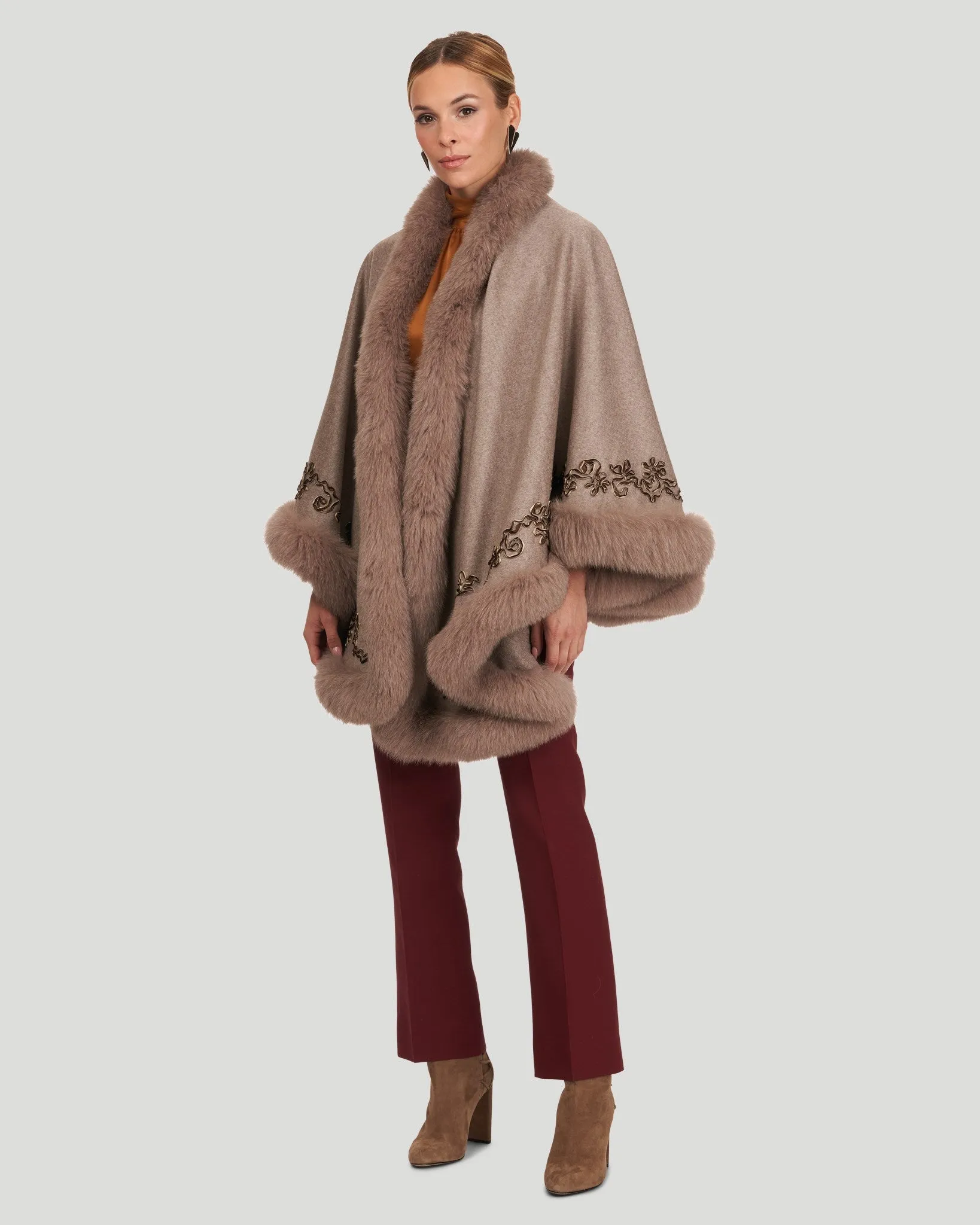 Embroidered Wool and Cashmere Cape