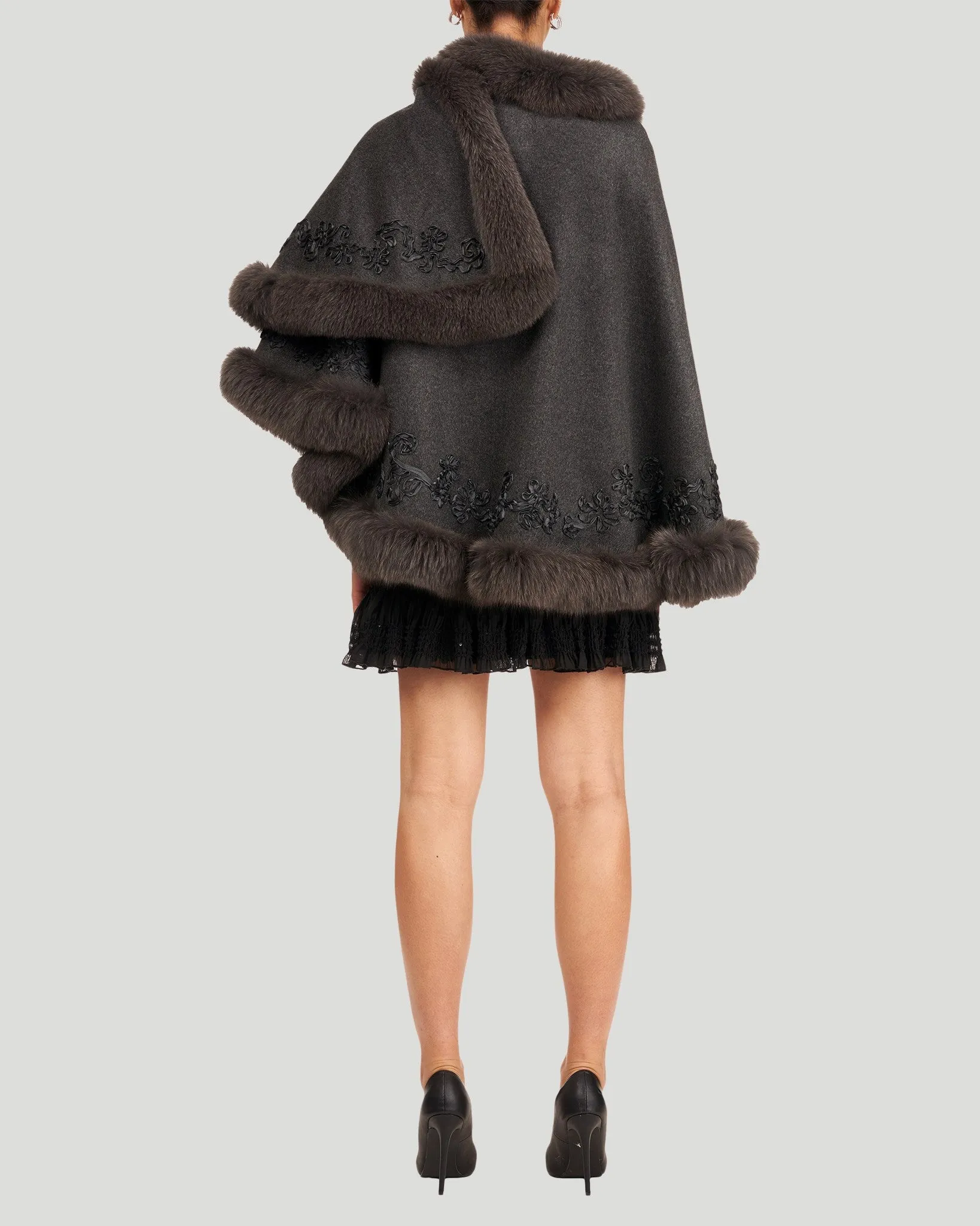 Embroidered Wool and Cashmere Cape