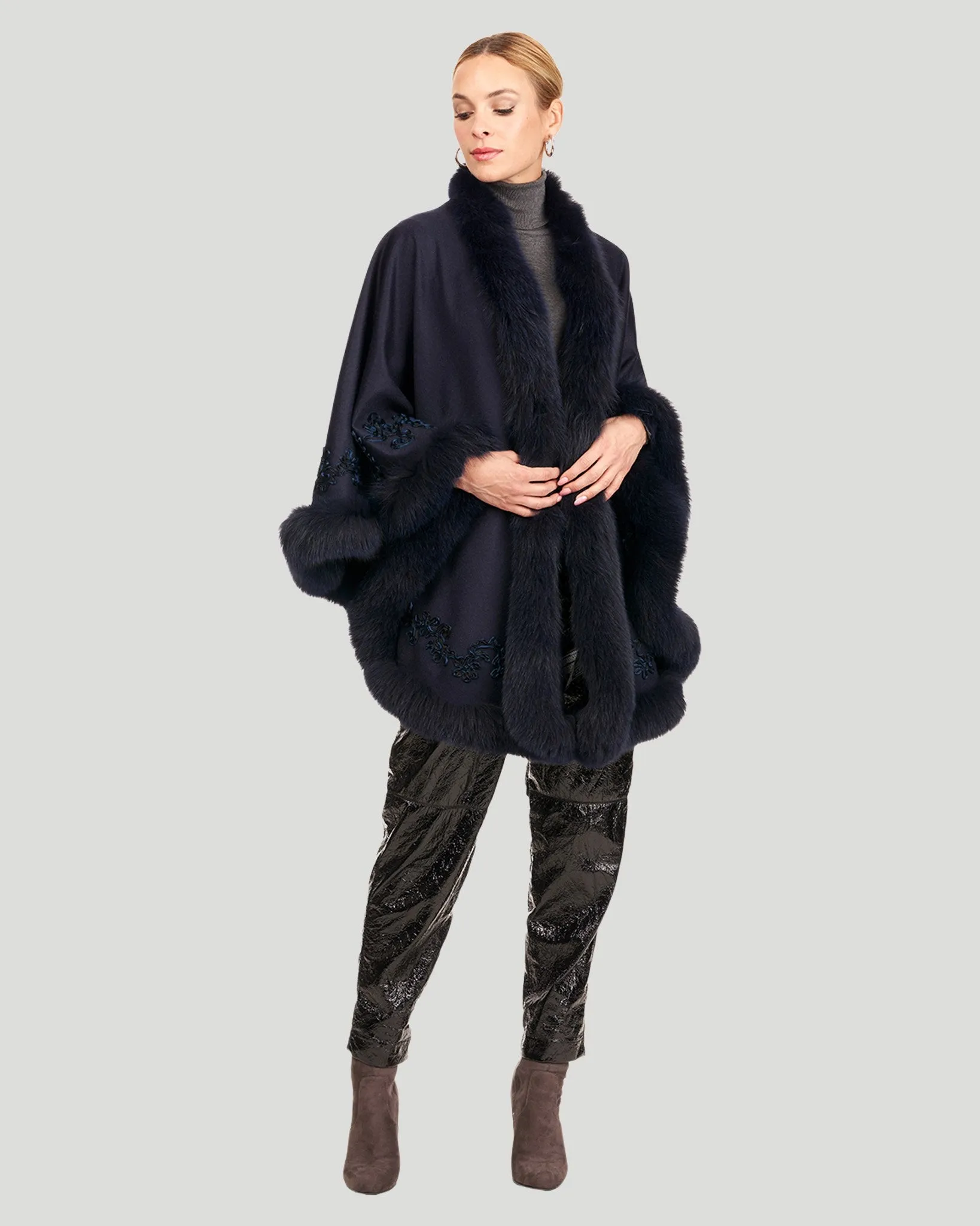 Embroidered Wool and Cashmere Cape