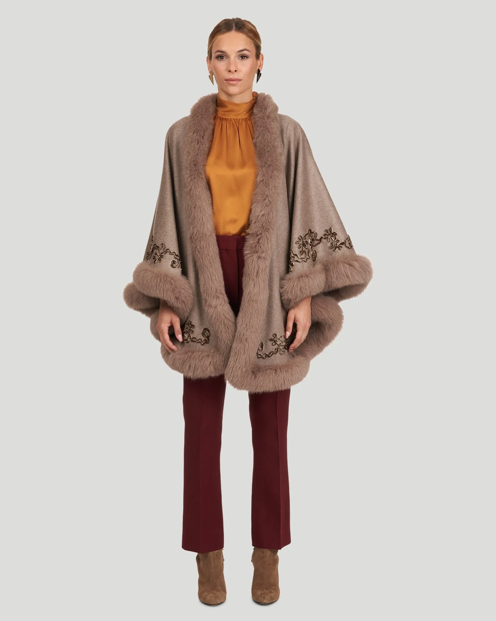 Embroidered Wool and Cashmere Cape