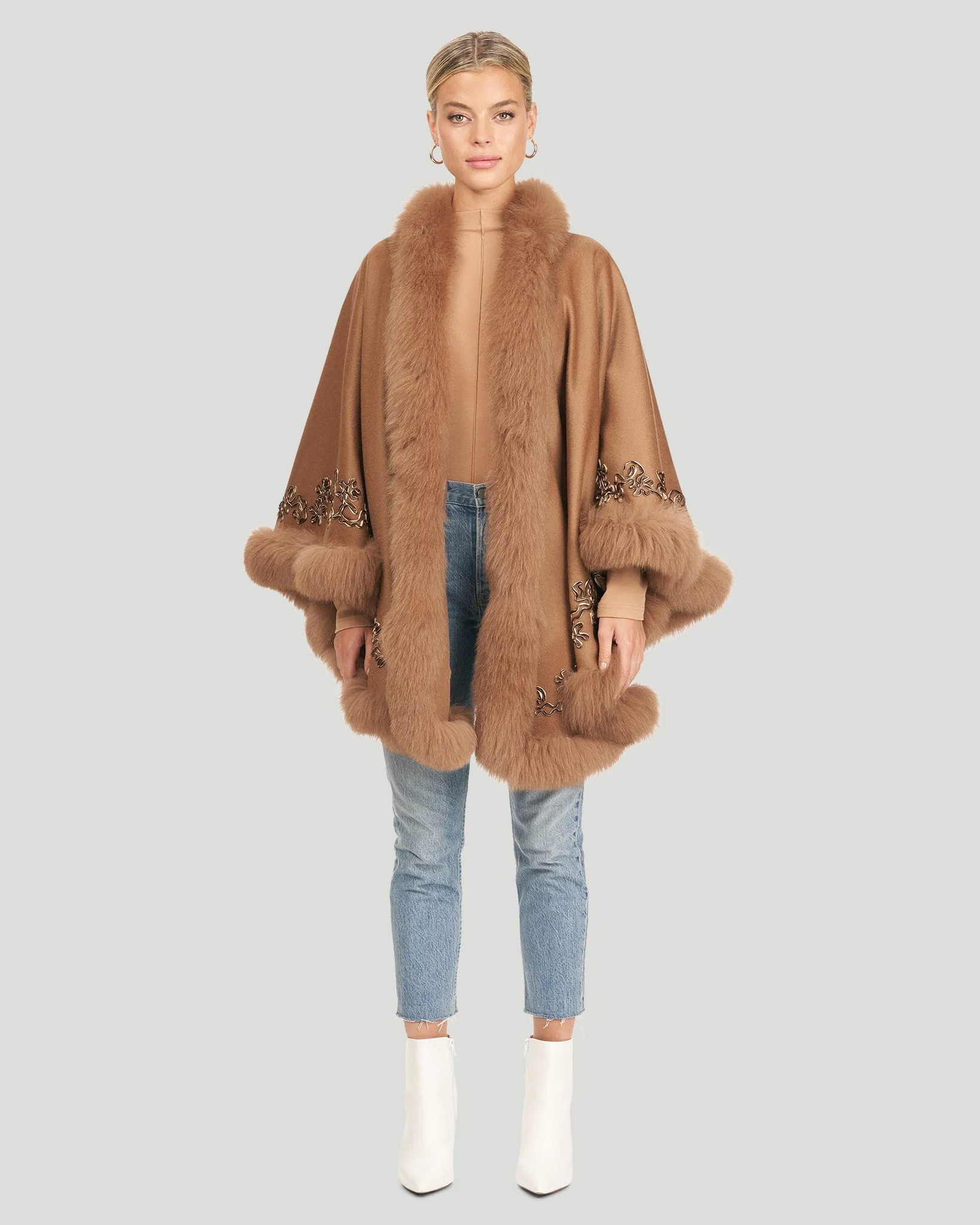 Embroidered Wool and Cashmere Cape