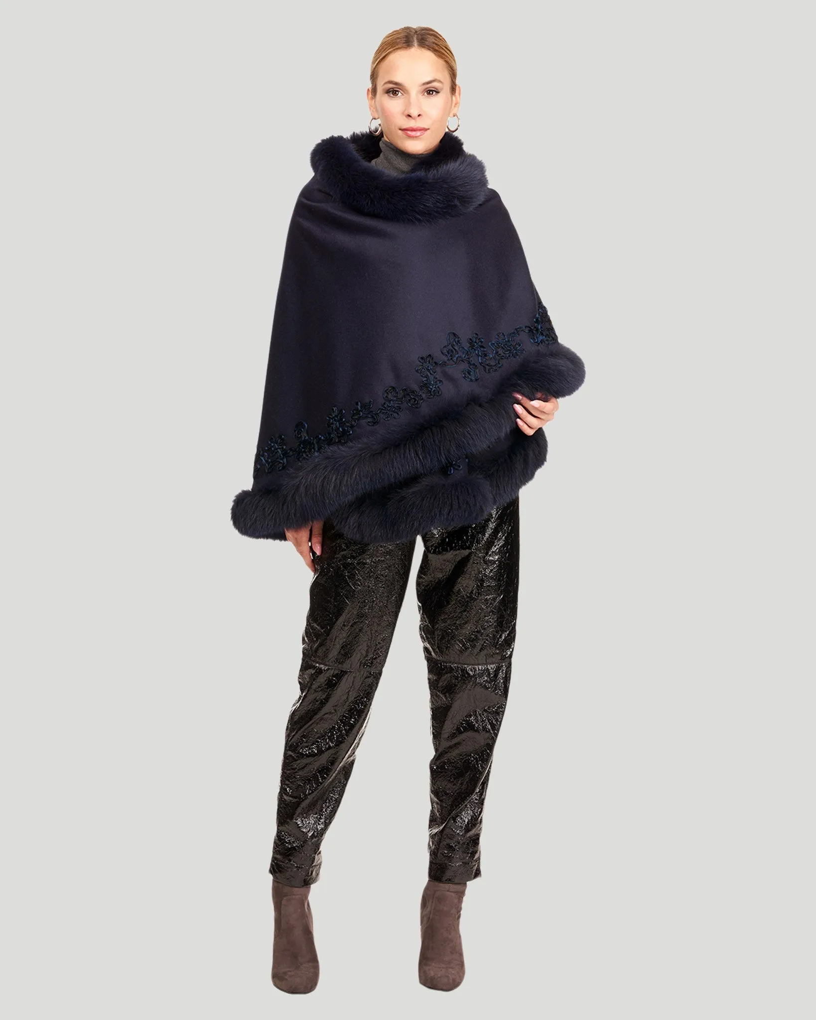 Embroidered Wool and Cashmere Cape