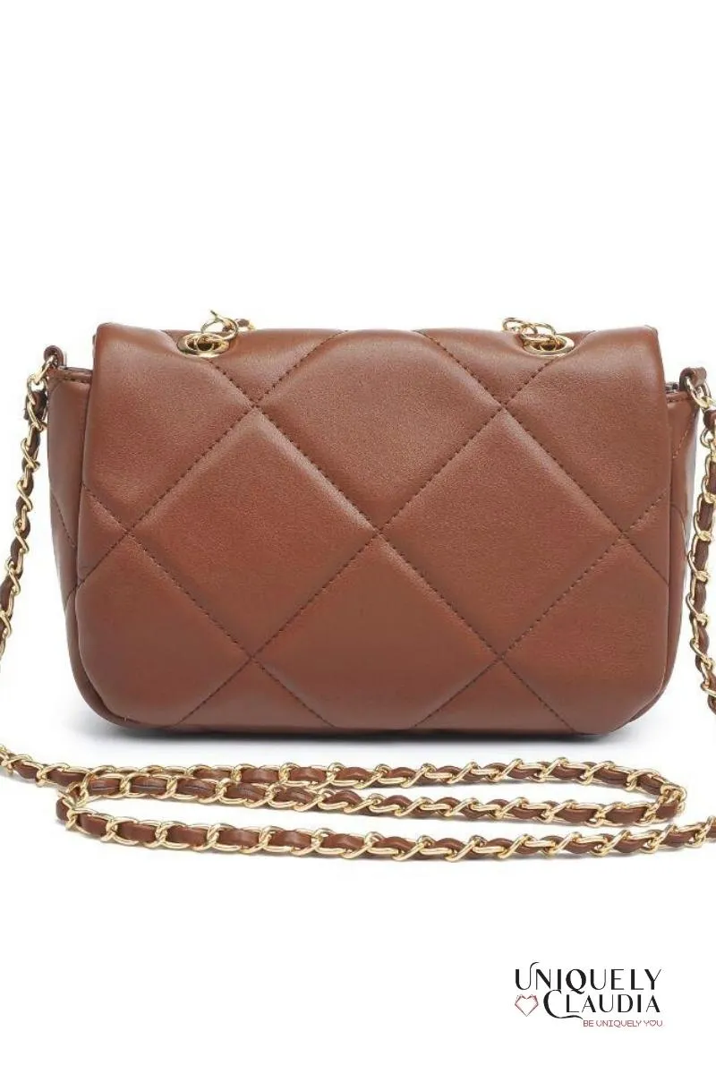 Emily Crossbody Chocolate Quilted Vegan Leather Bag