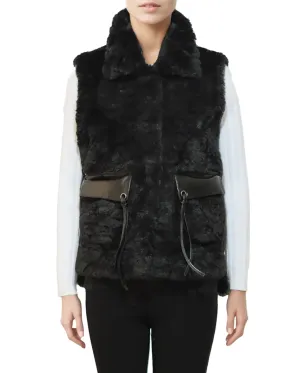 FAUX FUR COLLARED VEST