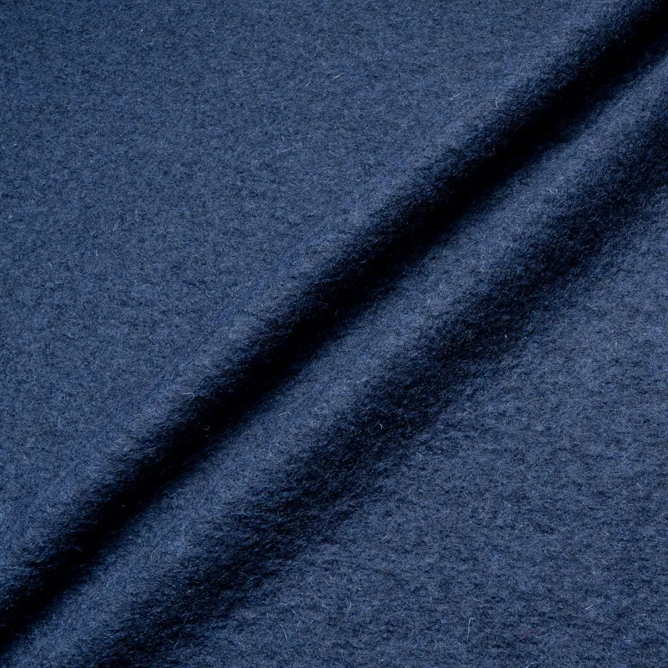 French Blue Boiled Wool Blend Jersey