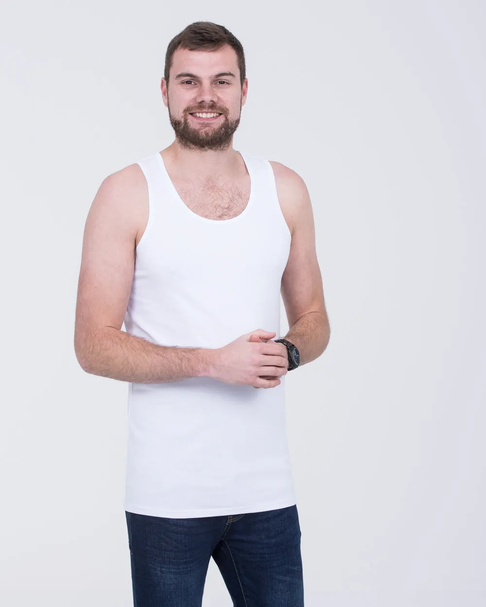 Girav Sleeveless Extra Tall Vest (white) Twin Pack