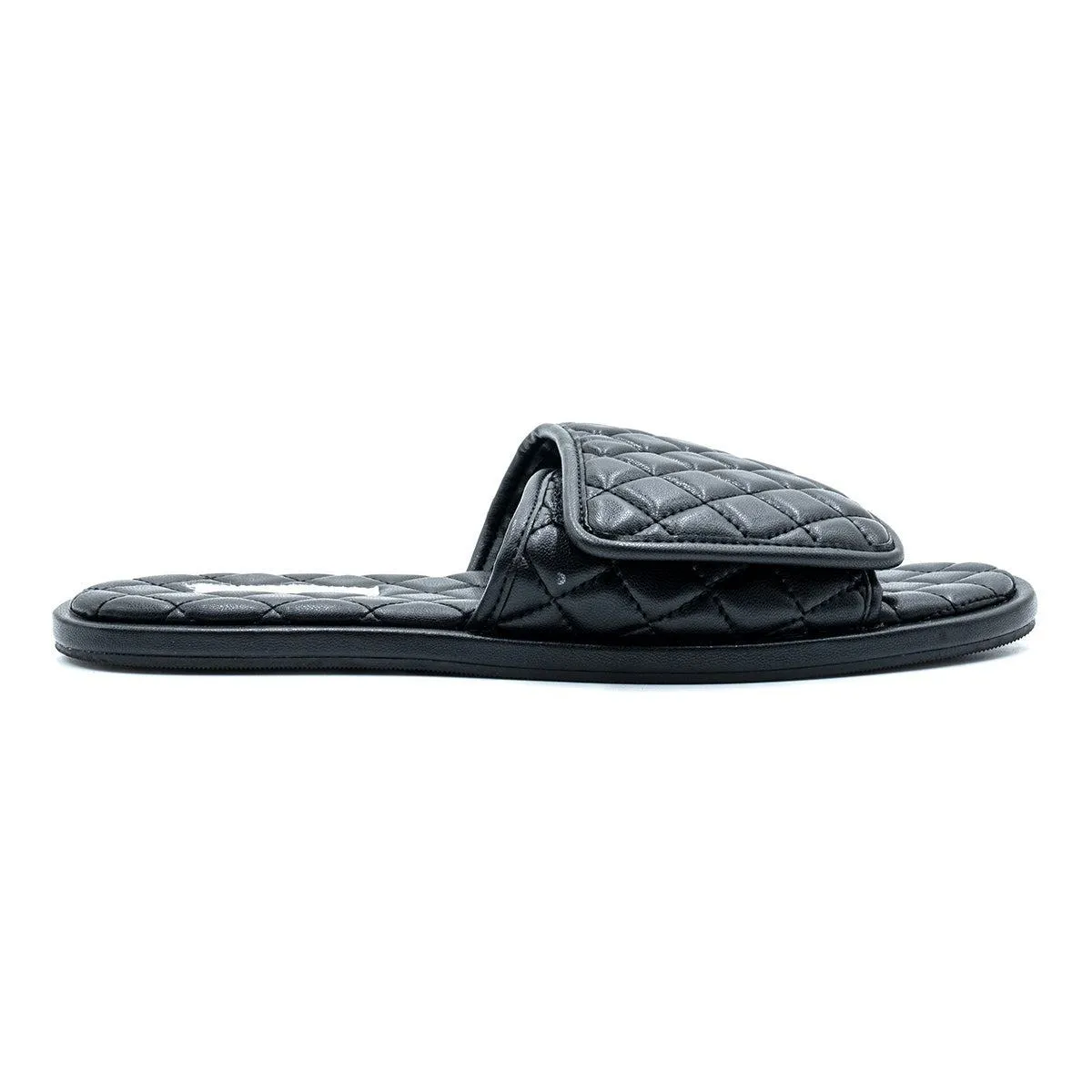 H&M Quilted Flat Sandals Leather Black Colour For Women