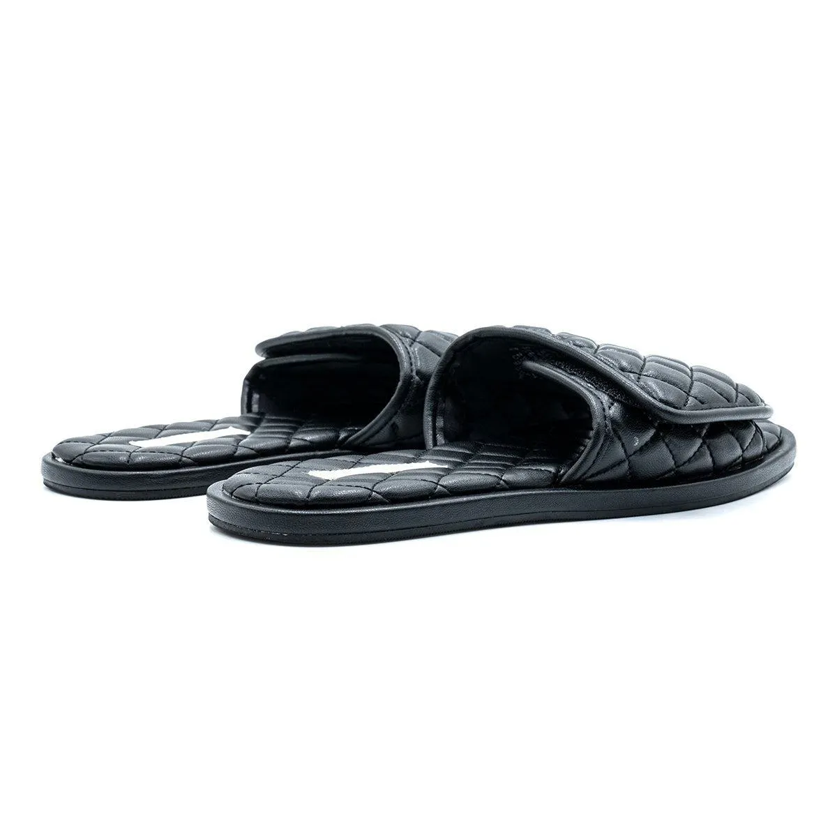 H&M Quilted Flat Sandals Leather Black Colour For Women