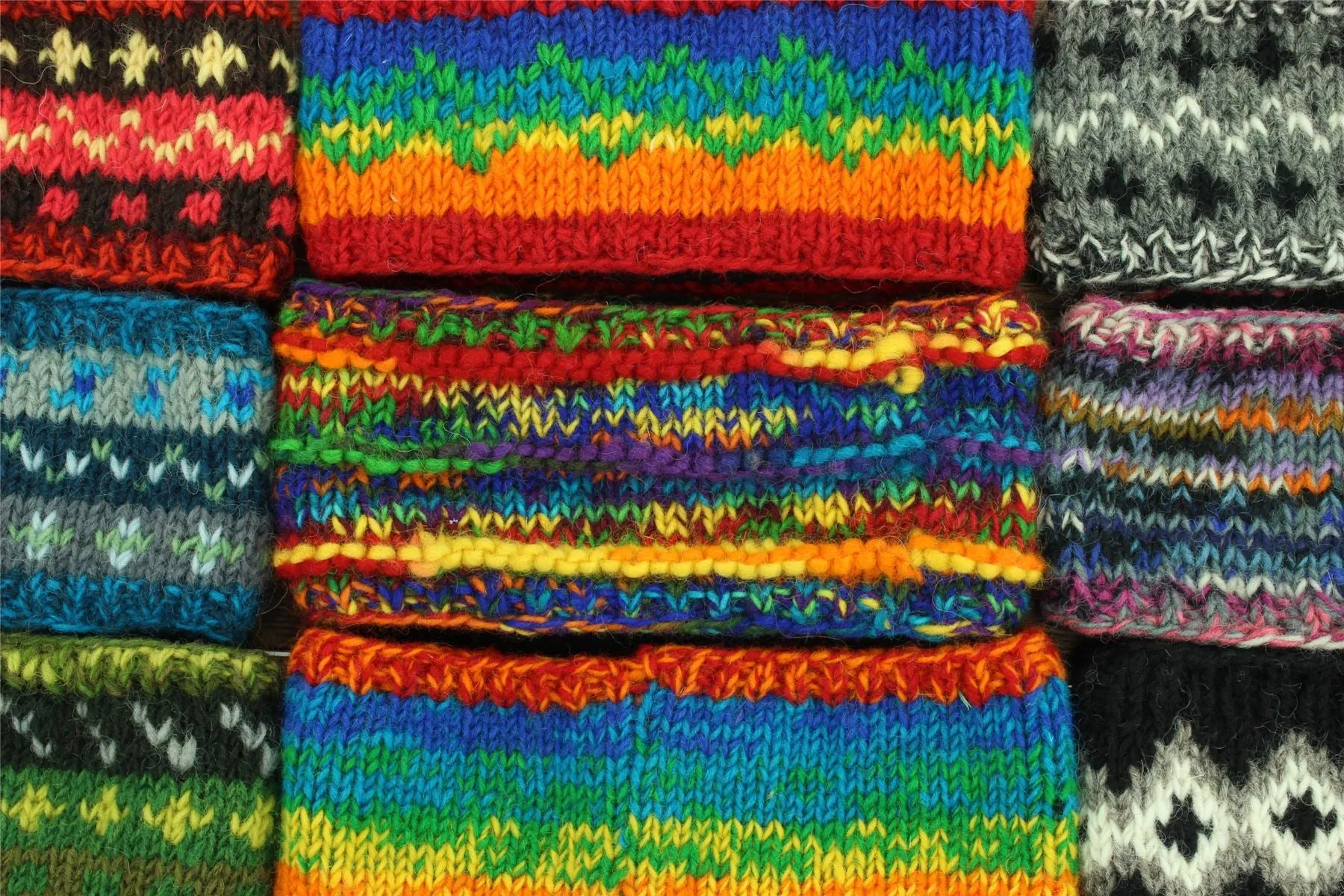 Hand Knitted Wool Headband  - SD Shredded Rainbow