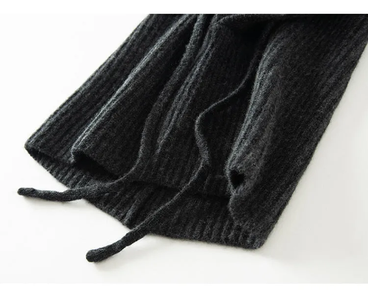 Hooded 100% Pure Cashmere Integrated Thickened Hat Neck Scarf