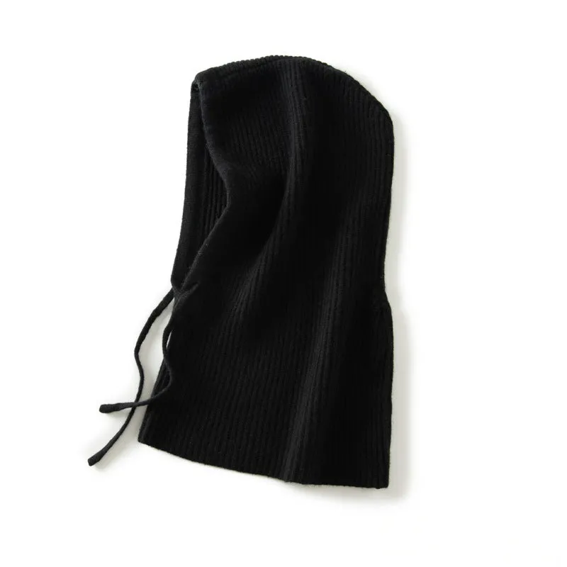 Hooded 100% Pure Cashmere Integrated Thickened Hat Neck Scarf