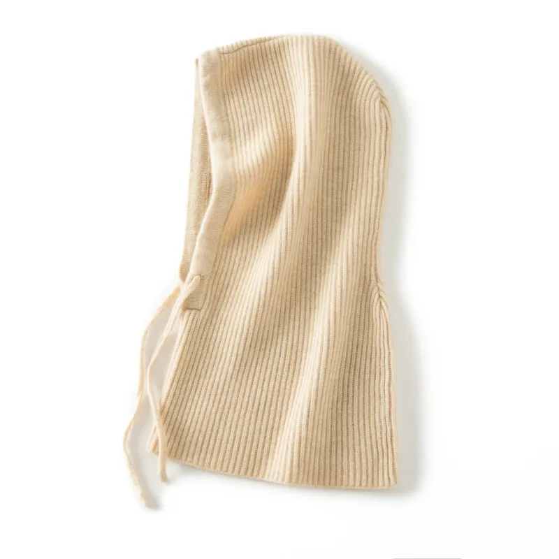 Hooded 100% Pure Cashmere Integrated Thickened Hat Neck Scarf