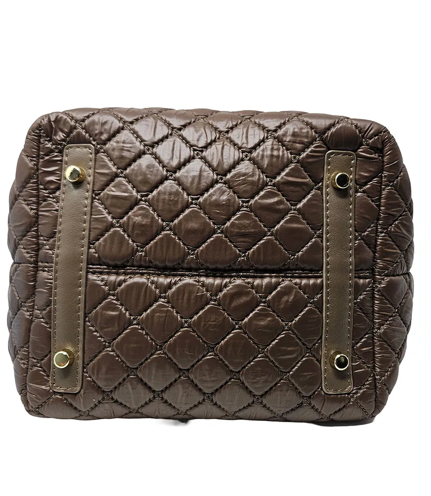 Jade Brown Small Quilted Tote