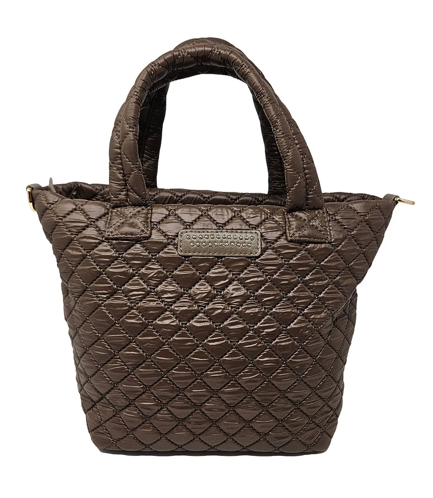 Jade Brown Small Quilted Tote