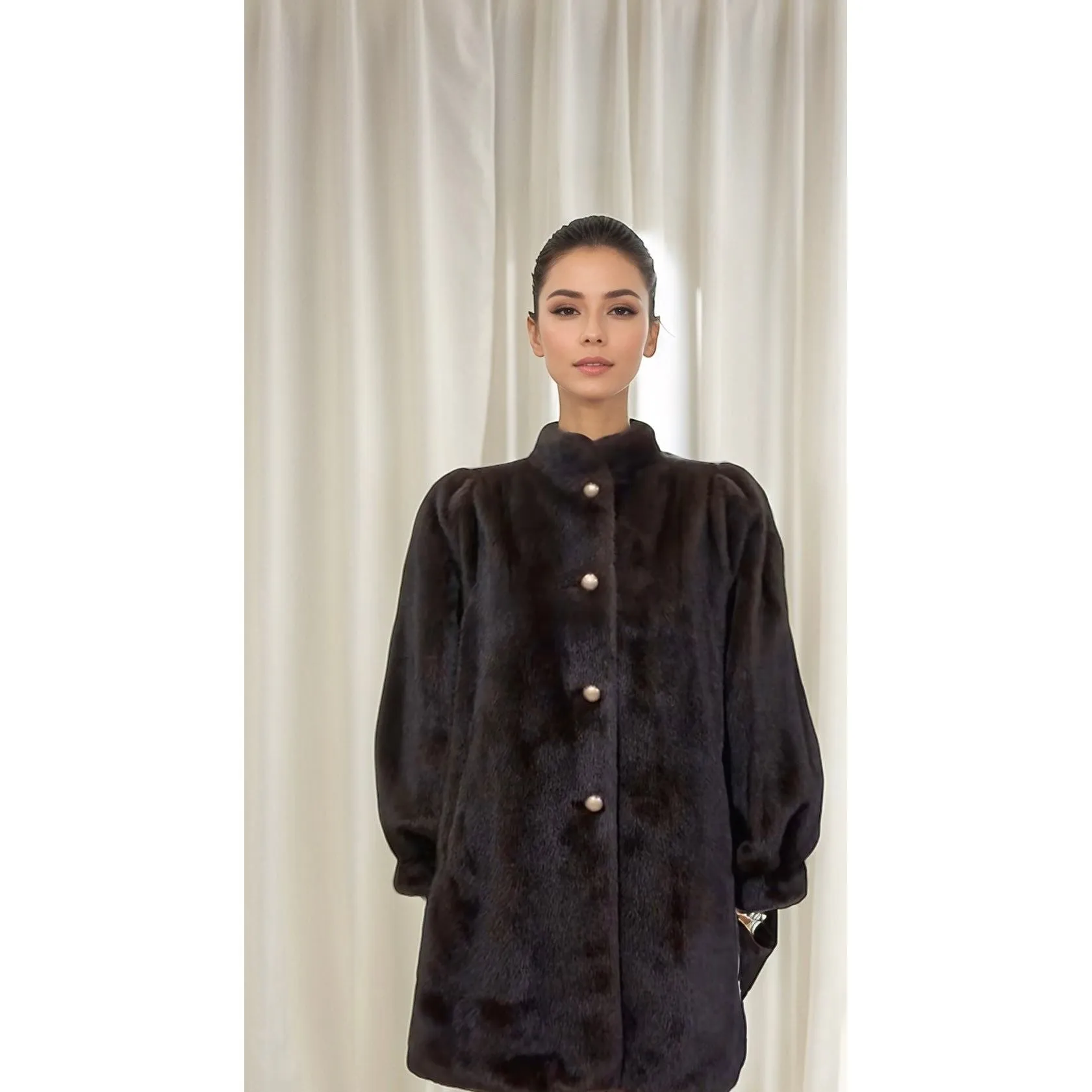 KARE Brown Vegan Fur Mink Coat