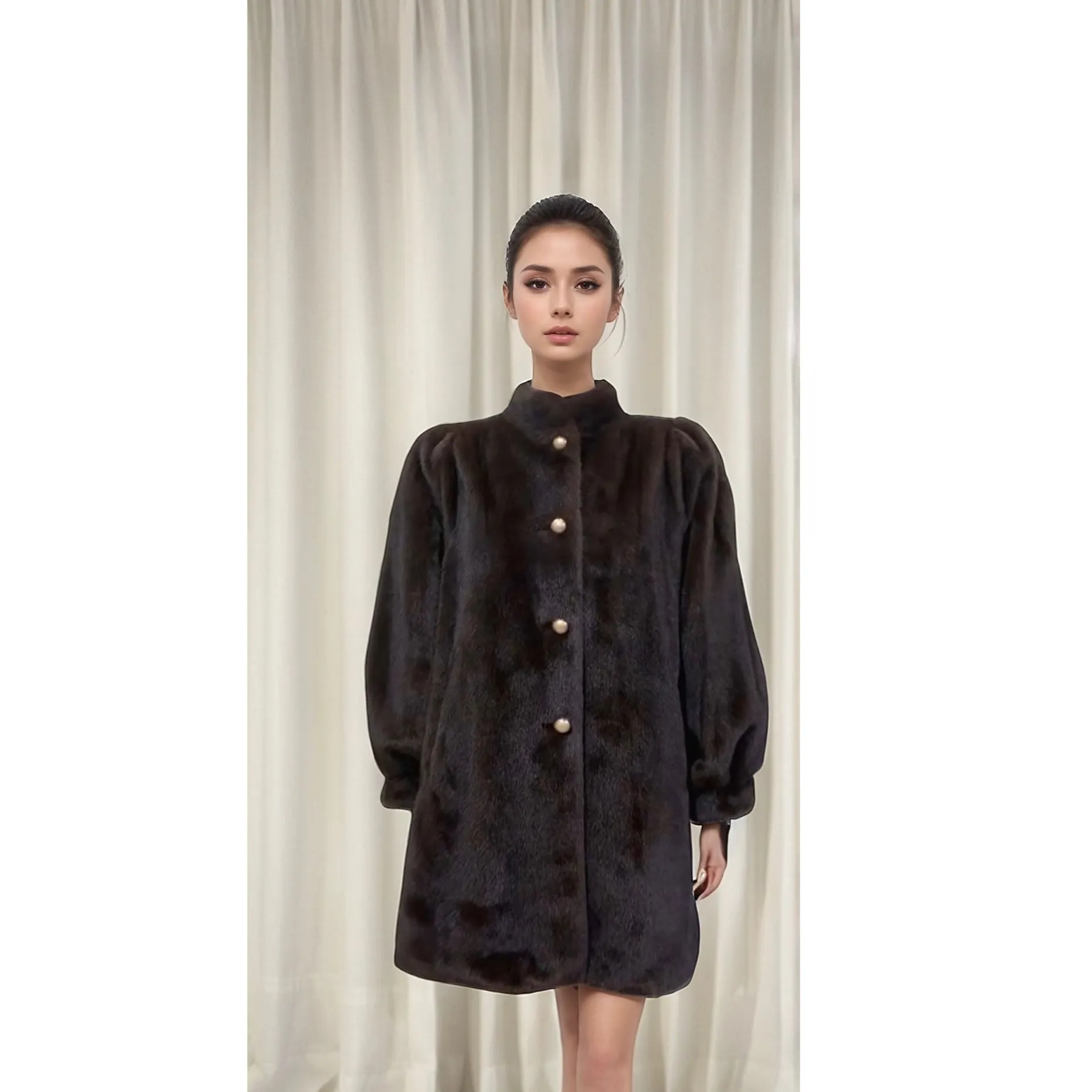 KARE Brown Vegan Fur Mink Coat