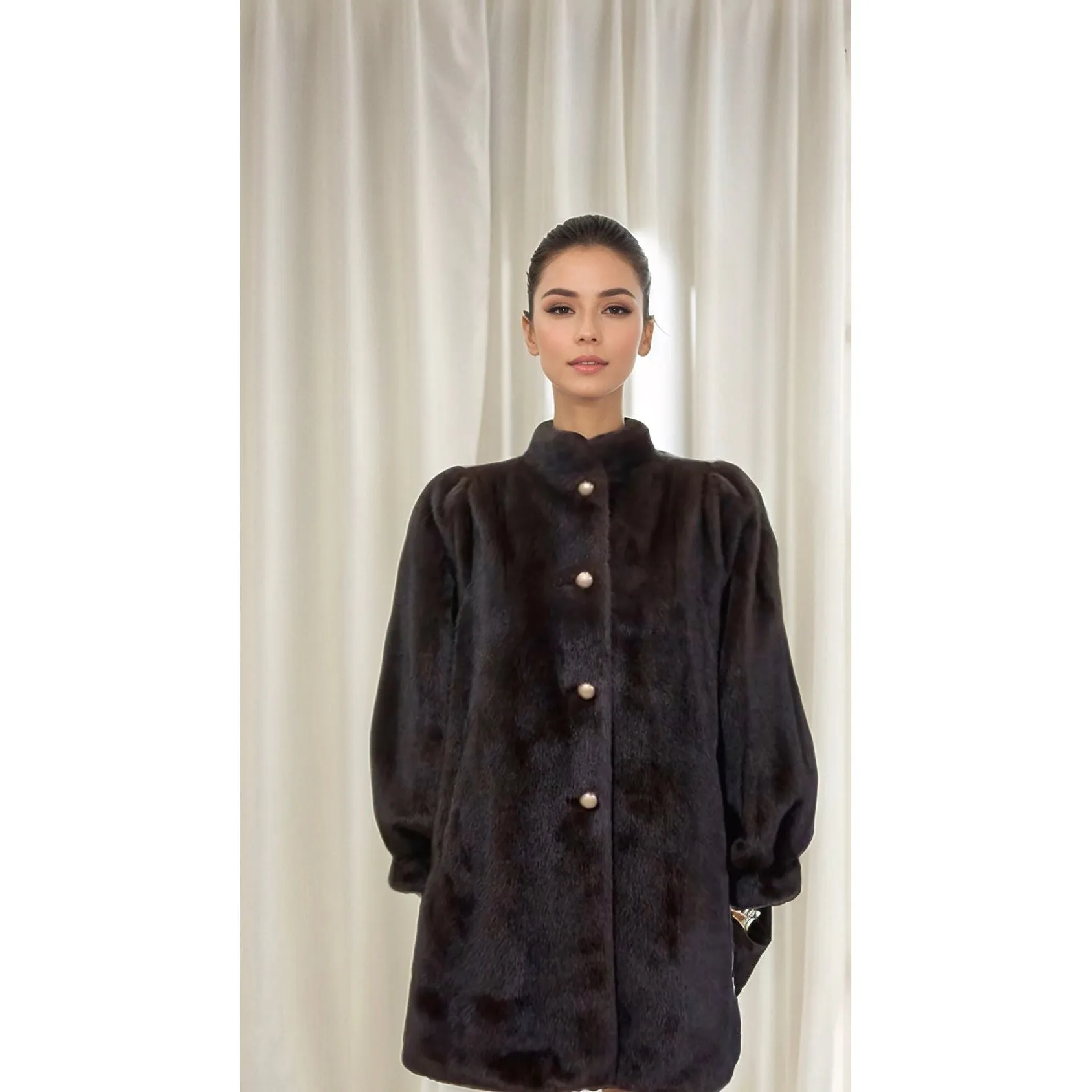 KARE Brown Vegan Fur Mink Coat