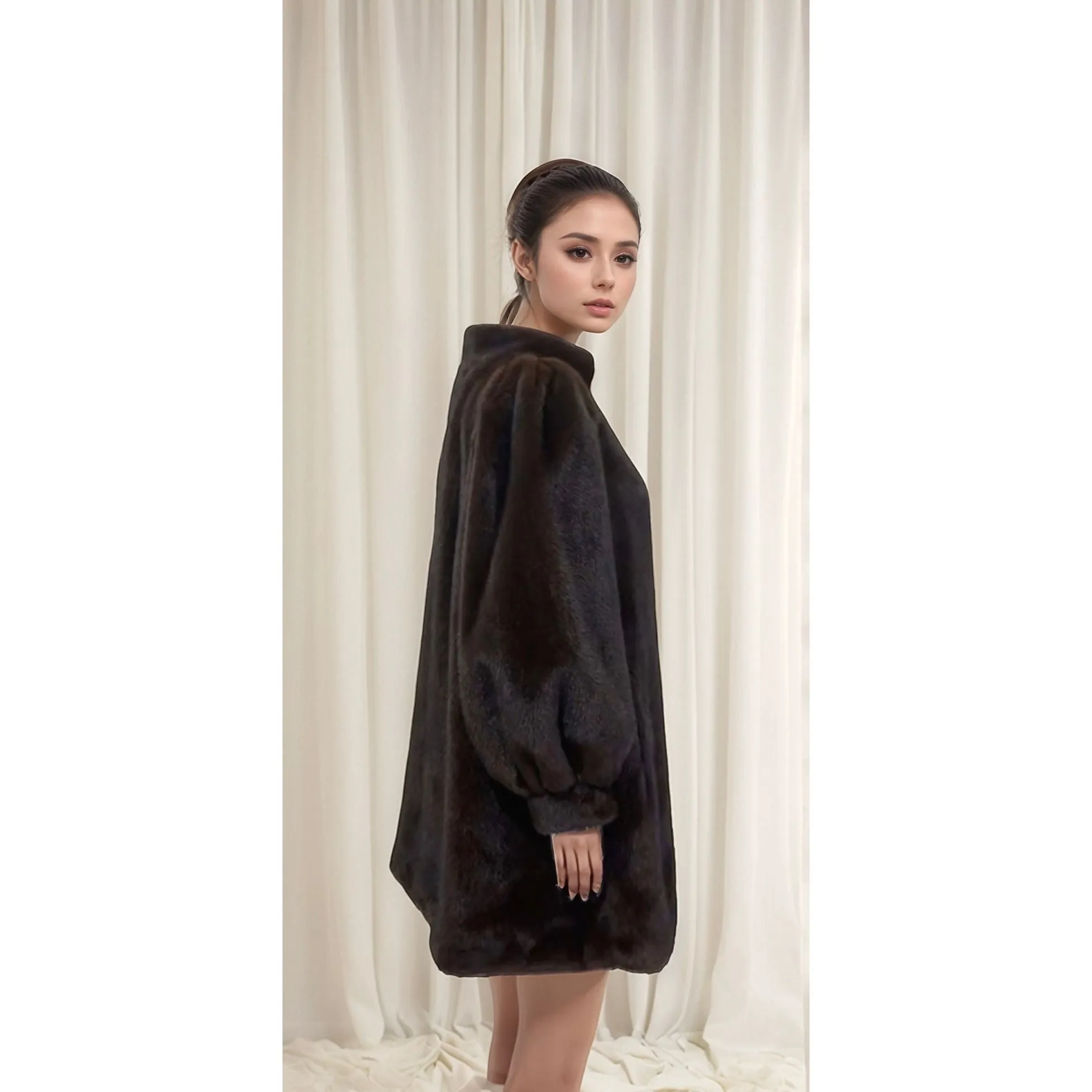 KARE Brown Vegan Fur Mink Coat