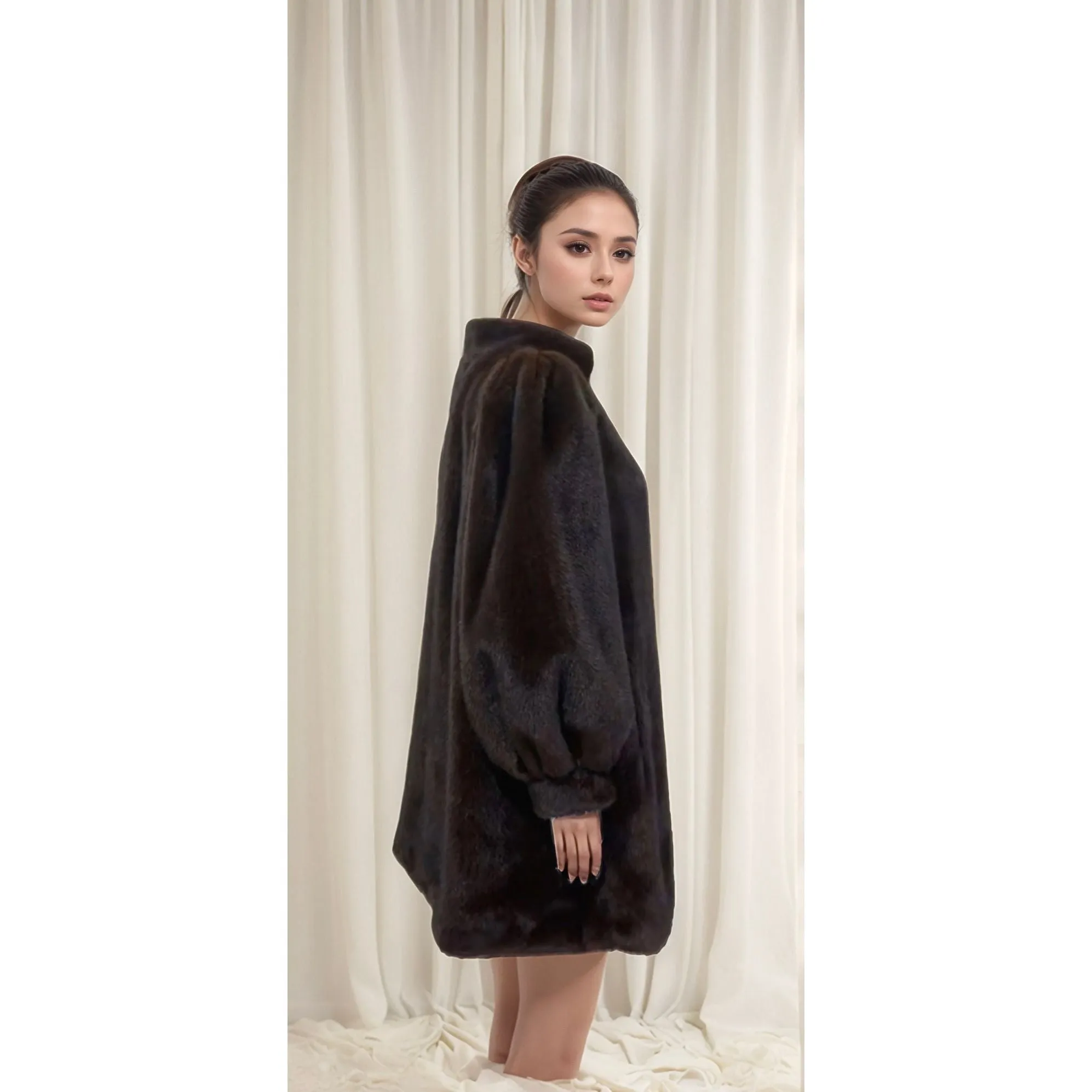 KARE Brown Vegan Fur Mink Coat