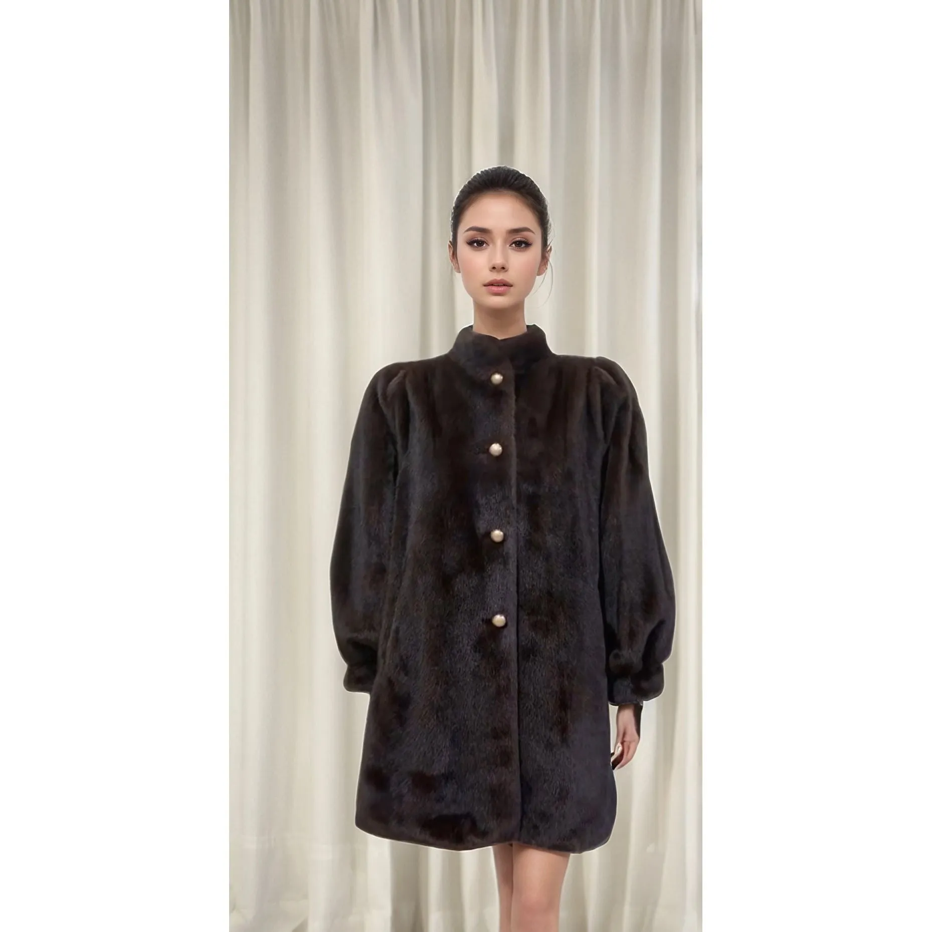 KARE Brown Vegan Fur Mink Coat