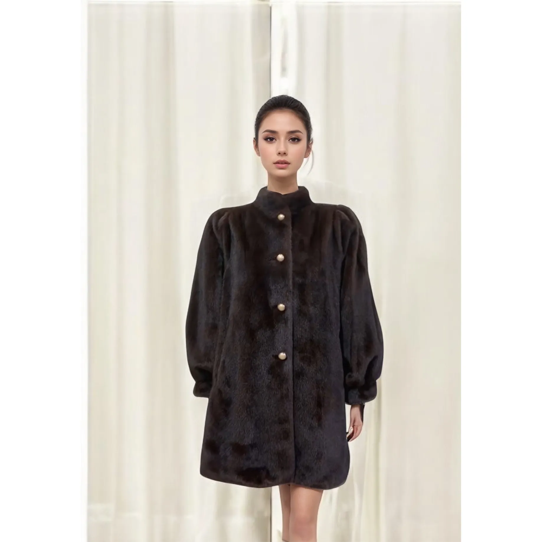 KARE Brown Vegan Fur Mink Coat