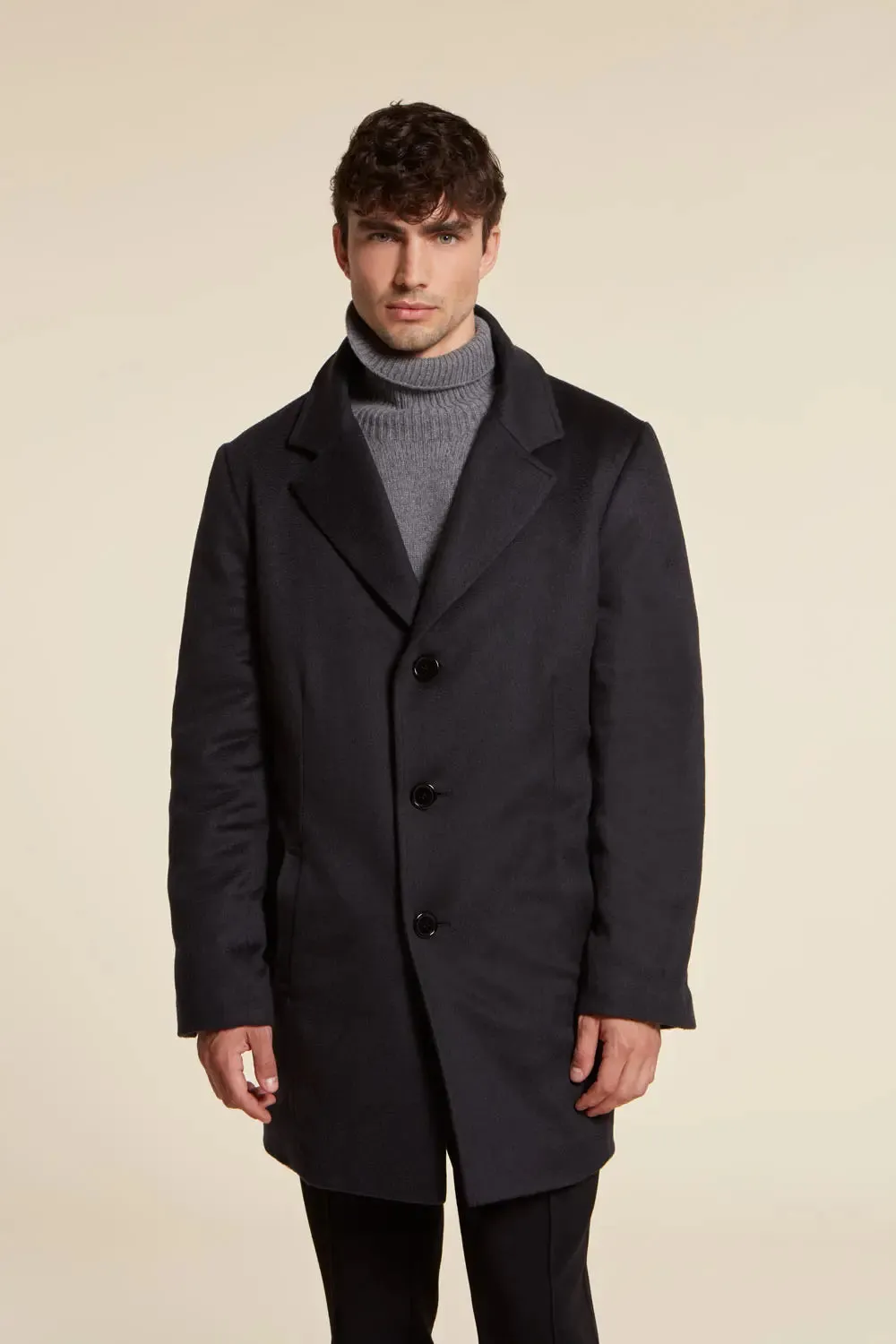 Mens cashmere coat with mink