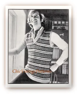 Men's Vest Knitting Pattern, Vintage Fair Isle Sleeveless Vest, Instant Download