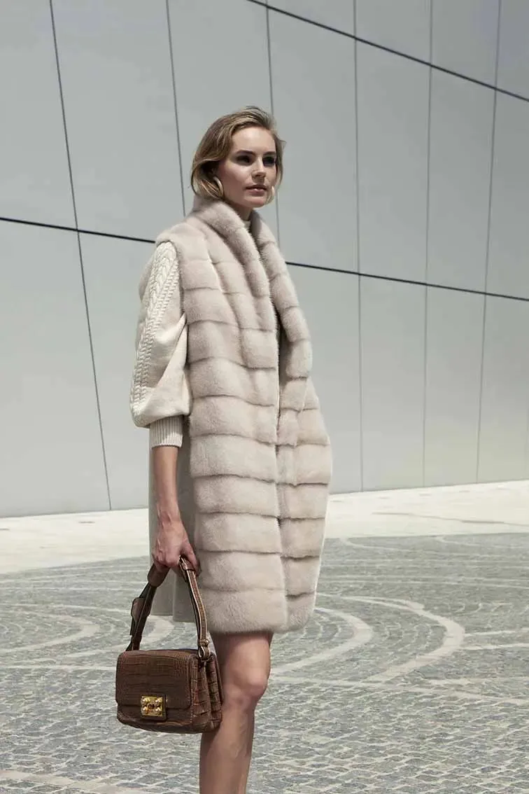 Mink fur vest pearl